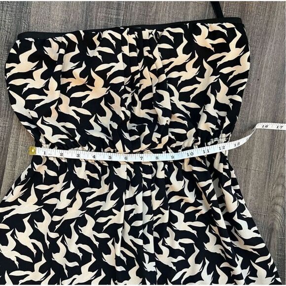Rachel by Rachel Roy Strapless Bird Print Mini Dress Sz M Black and Tan - Picture 9 of 12
